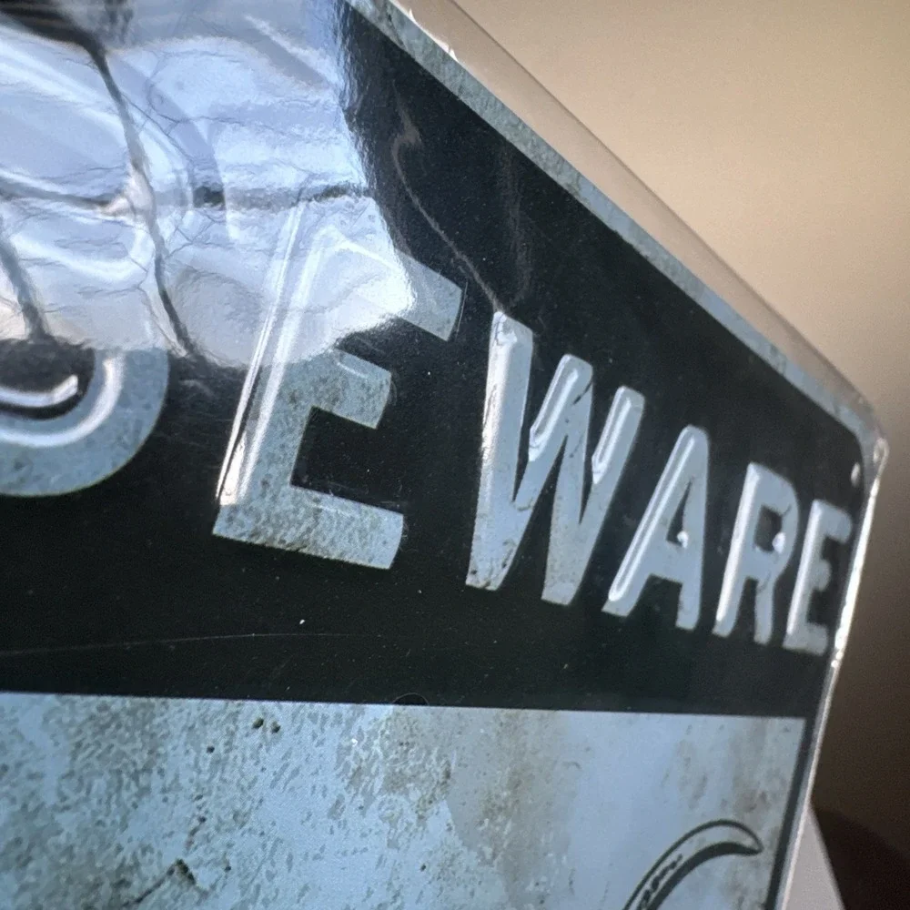 Jurassic Park Metal Sign Beware Raptor Country Wall Decor Textured 11.75